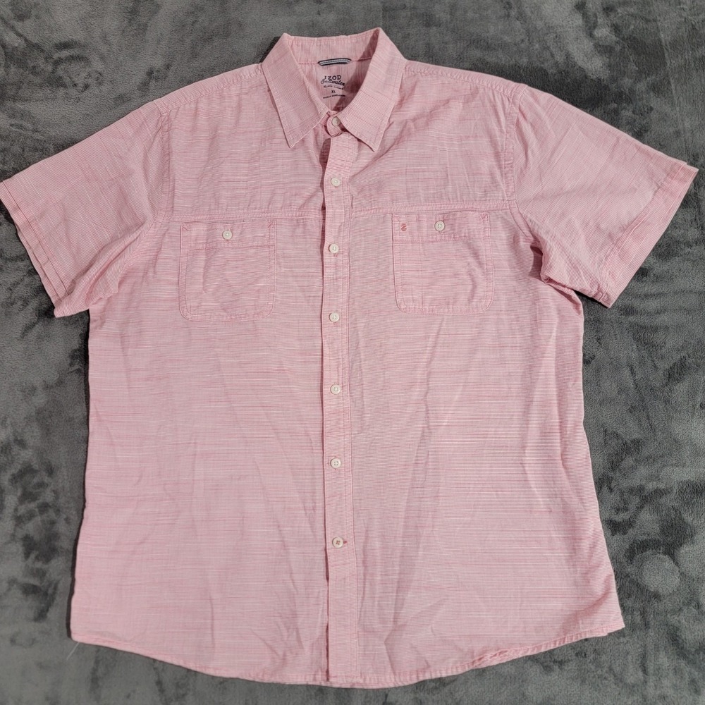 Izod Saltwater Shirt Men XL Pink Relaxed Beach Vacation Lounge Summer Casual
